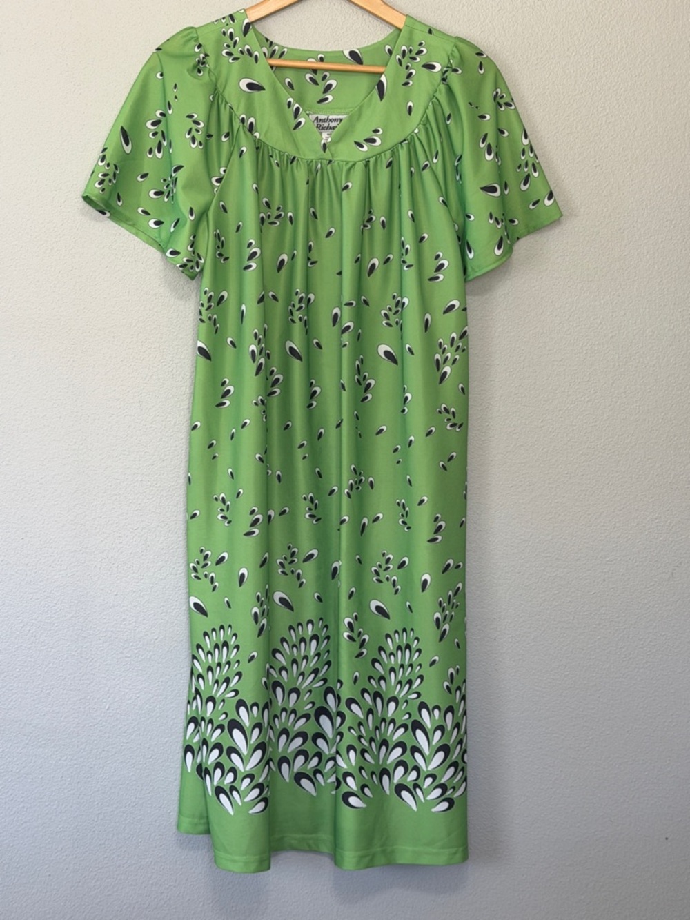 VTG‎ Anthony Richard’s Women’s Green House Dress Medium Chic Granny Core